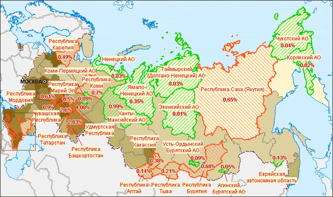 Карта с автономными округами