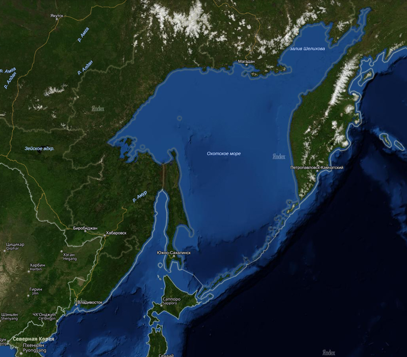 3 залива тихого океана. Охотское море Курильские острова. Остров Сахалин Охотское море. Карта Охотское море Сахалин Курилы. Охотское море Курилы.