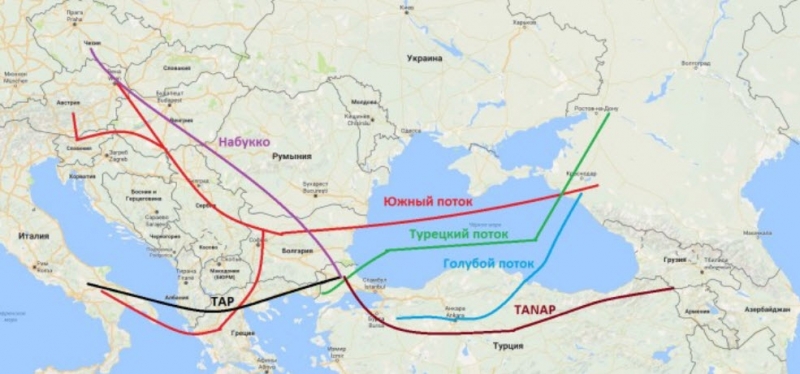 Южный поток карта газопровода