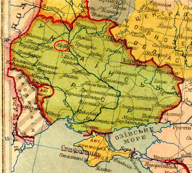 Карта украины 1939 года по областям