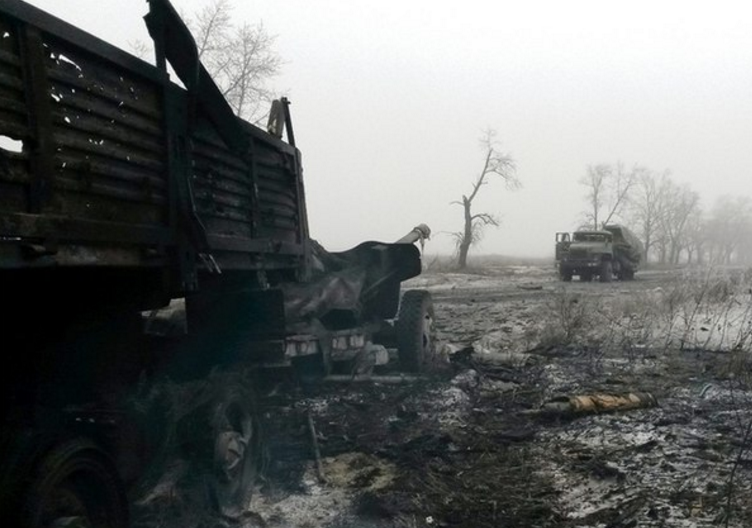 Видео сгоревшей колонны. Уничтоженная украинская колонна.