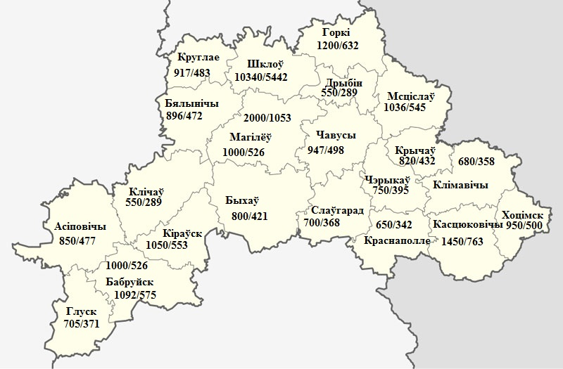 Карта могилевской области по районам