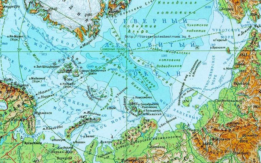 На севере какие моря находится. Северный Ледовитый океан на карте. Карта Северного Ледовитого океана на карте. Физическая карта Северного Ледовитого океана. Северный Ледовитый океан географическая карта.