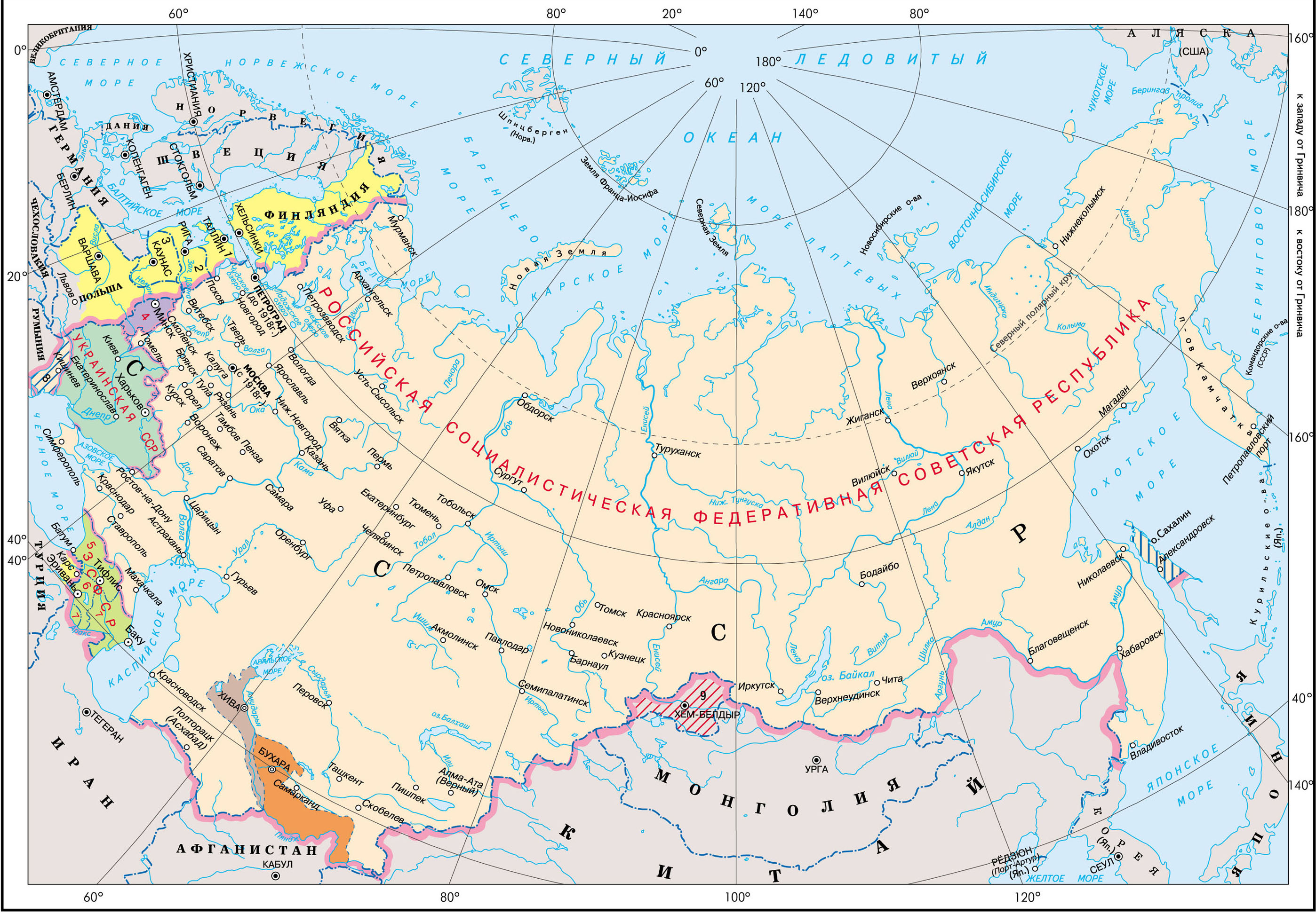 Карта россии 1917 г