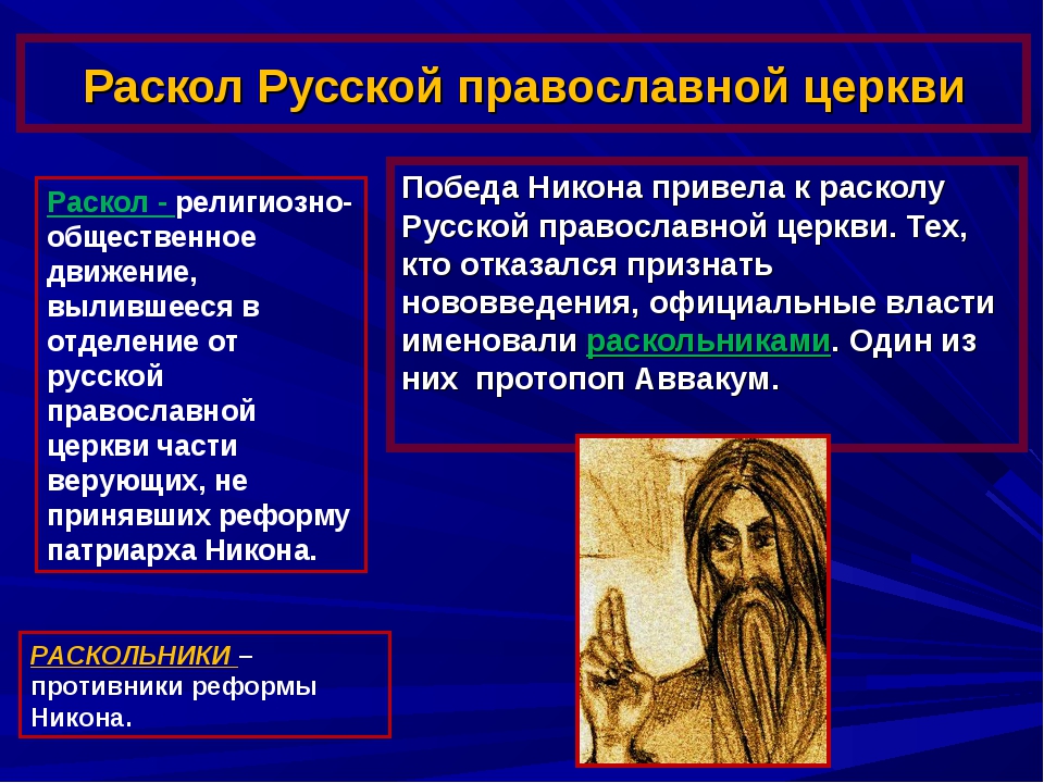 Русская православная церковь в xvii в реформа патриарха никона и раскол технологическая карта урока