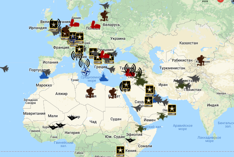 Карта российских баз