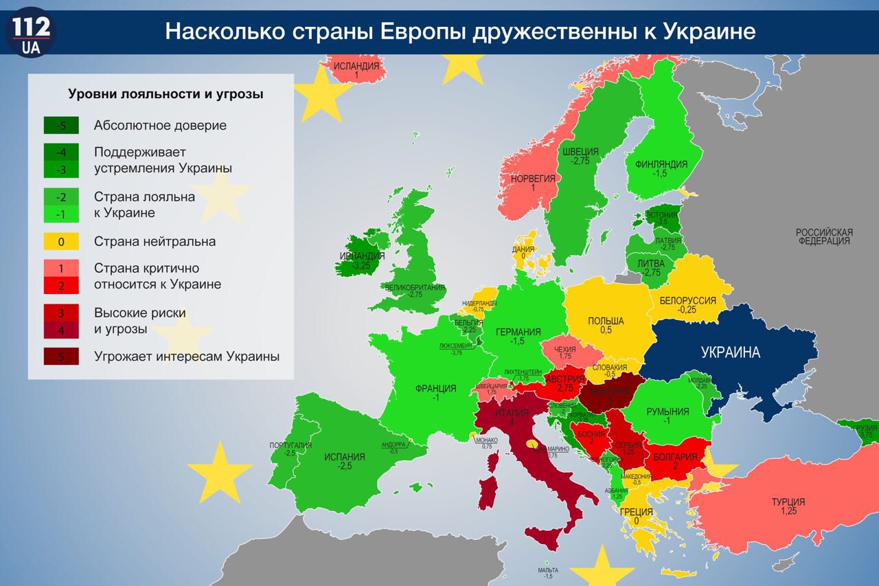 Как страны относятся к россии карта