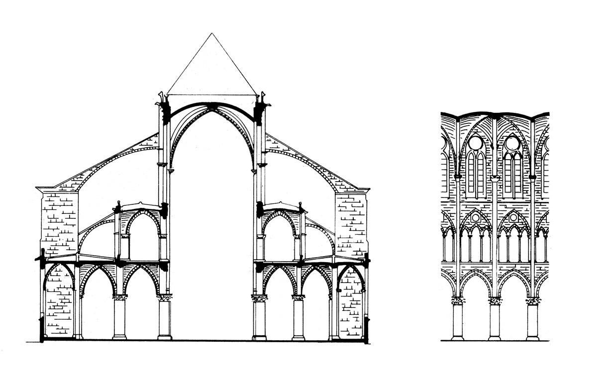Романский стиль рисунок. Собор Нотр дам де пари разрез. Собор Парижской Богоматери романский стиль. Собор Парижской Богоматери разрез. Собор Парижской Богоматери план фасад.