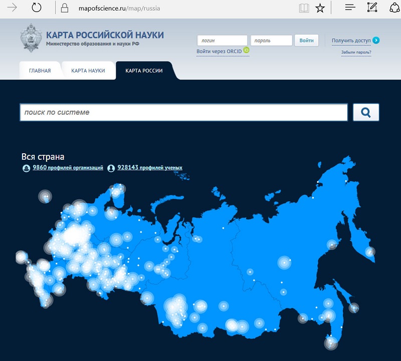 Карта науки россии официальный сайт