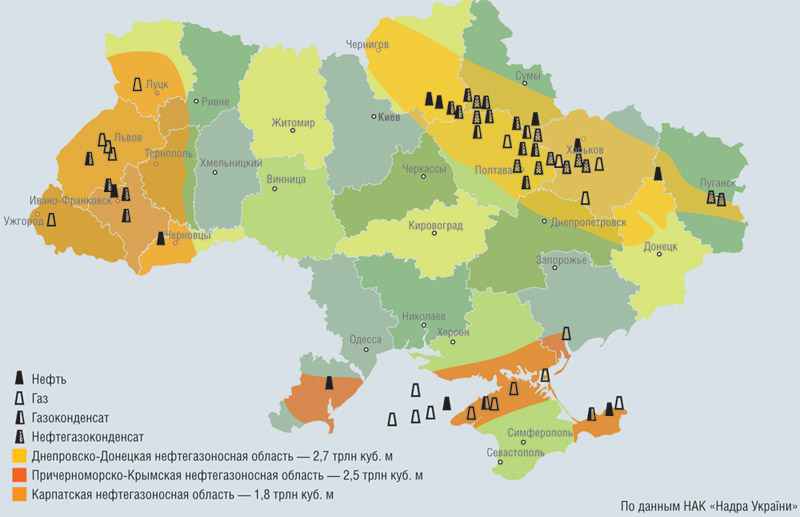 Карта сланцевого газа в украине