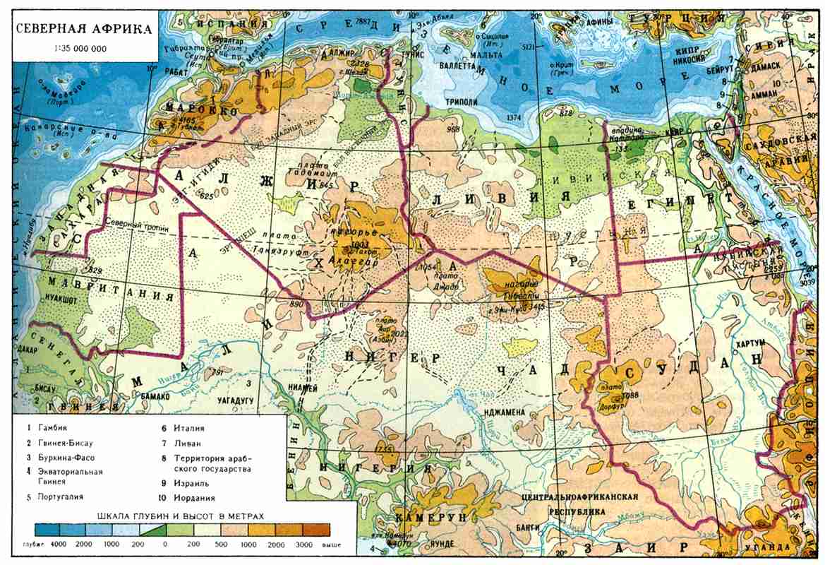 Северная африка карта на русском