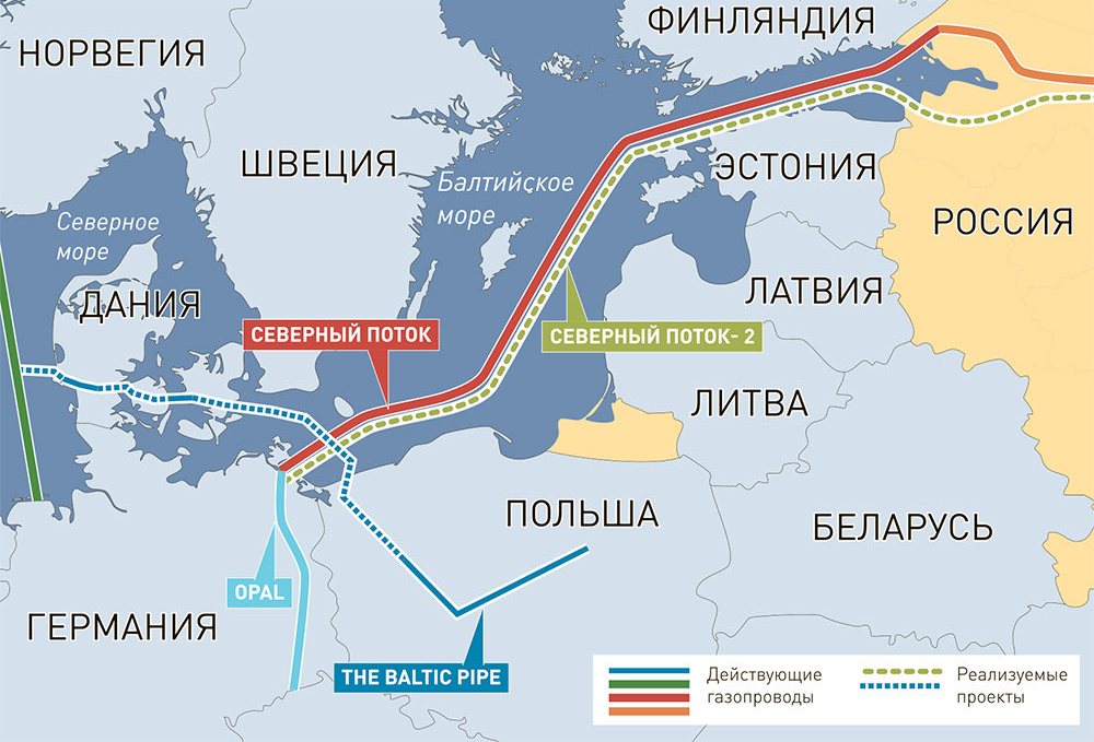 Карта северного потока 2 с территориальными водами