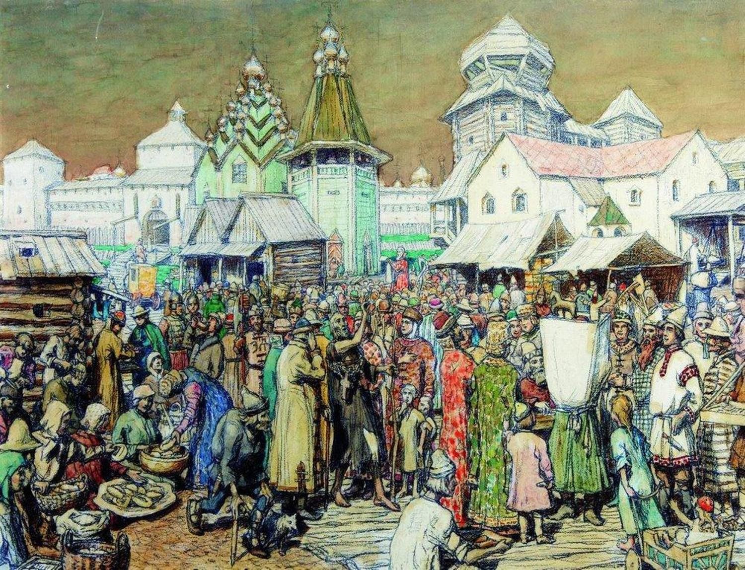 Россия 16 века картинки. Васнецов вече.