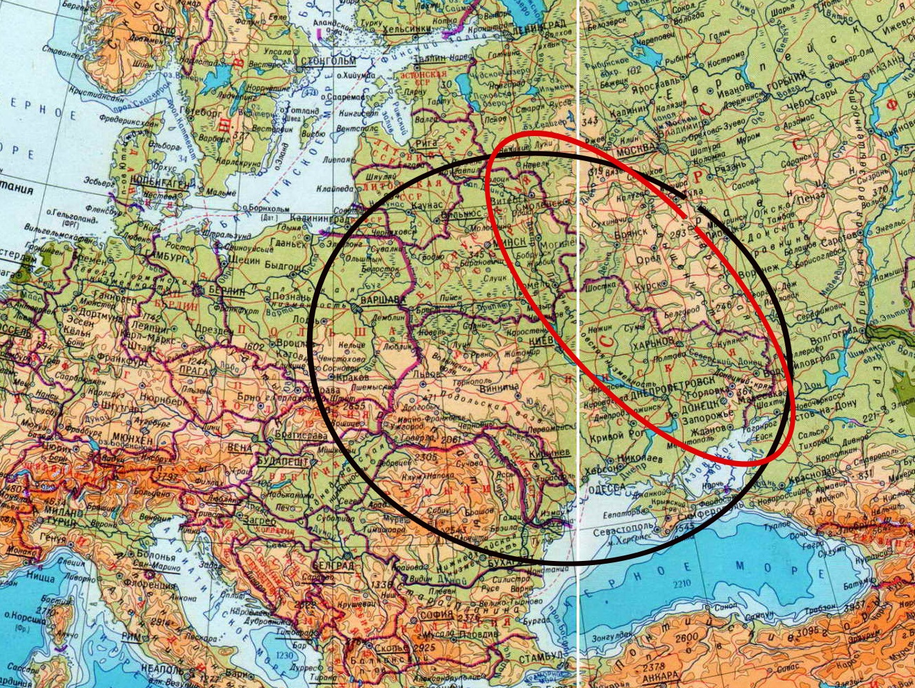 Польско российская граница карта