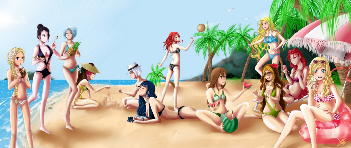 Вечеринка на пляже аниме