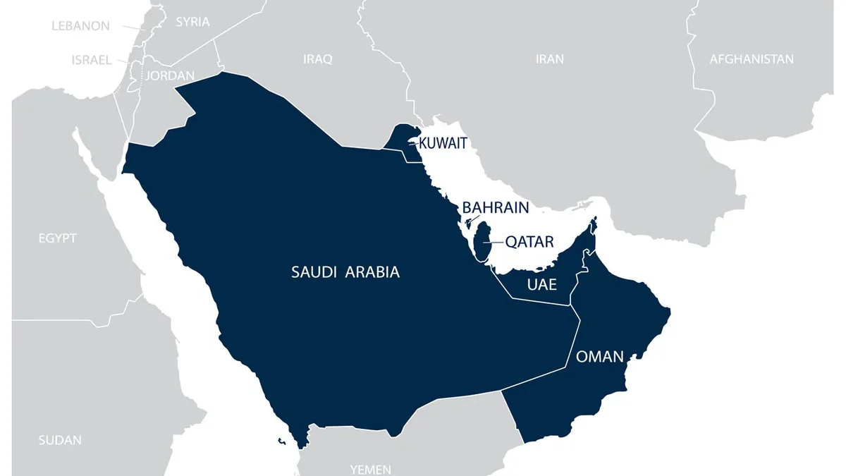 Персидский залив какие страны. Карта государств Персидского залива. Карта старн Персидского залива. Границы стран Персидского залива на контурной карте.