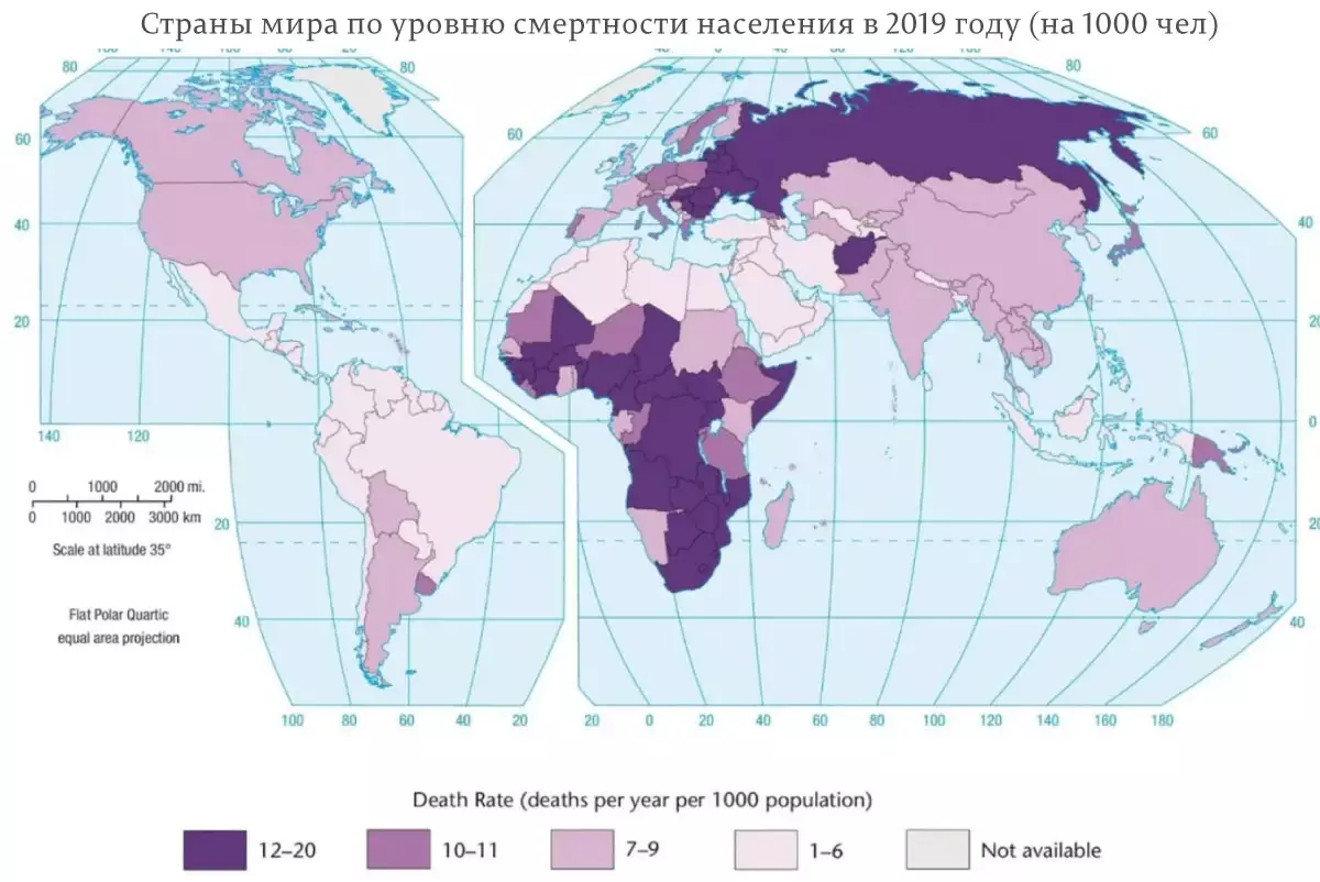 Карта рождаемости и смертности мира