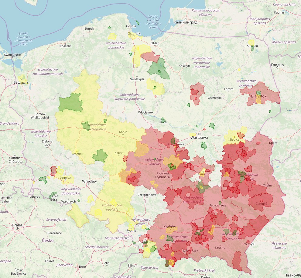 Карта выборов в польше