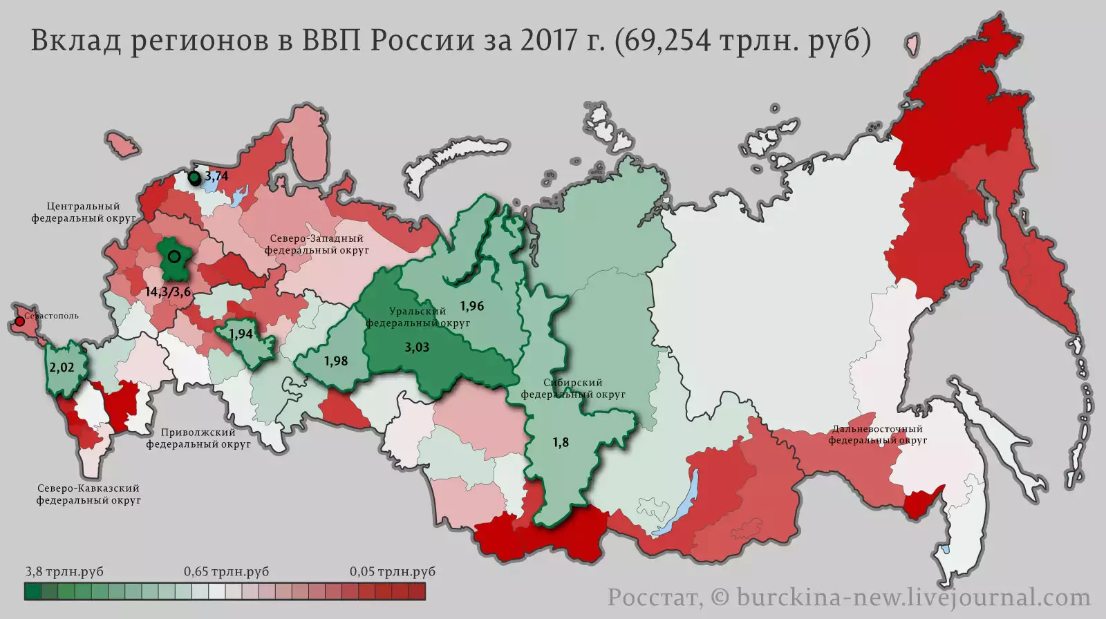 ВВП регионов России карта