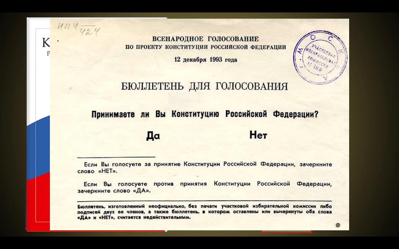 В 1993 году в российской федерации было проведено всенародное голосование по принятию проекта