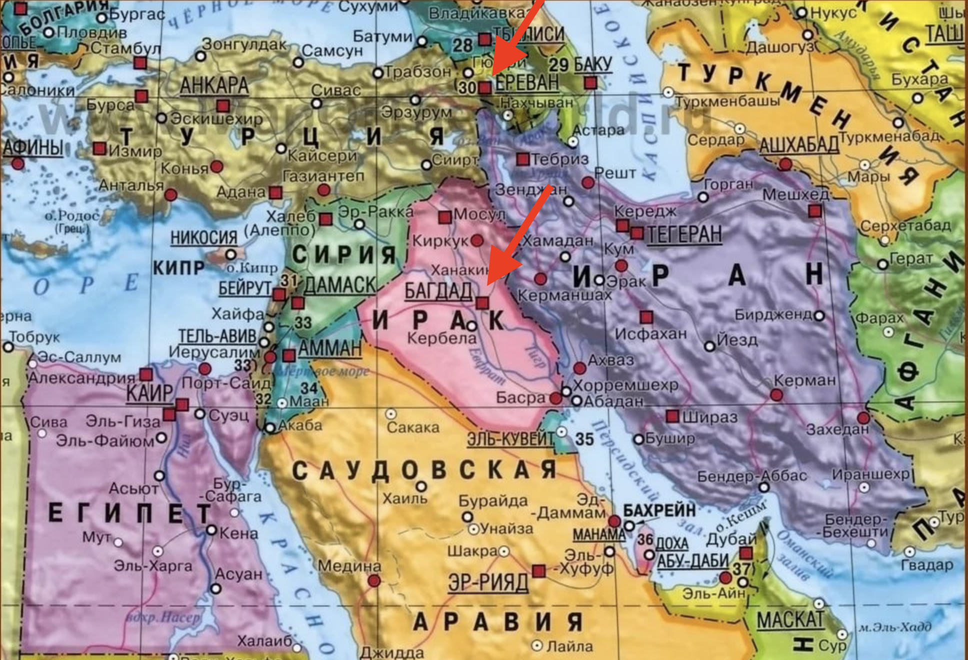 Дамаск где находится страна. Карта ближнего Востока Иран Ирак Сирия Турция. Карта Ирана Ирака Сирии Турции.