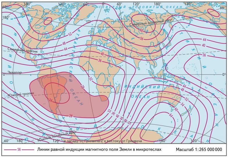 Геомагнитные аномалии карта