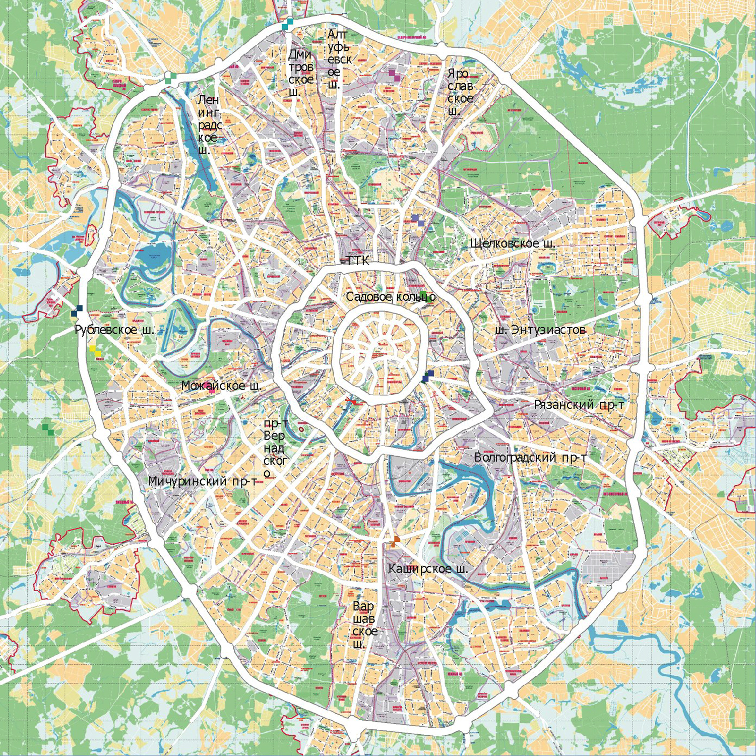 Карта Москвы с улицами 2021