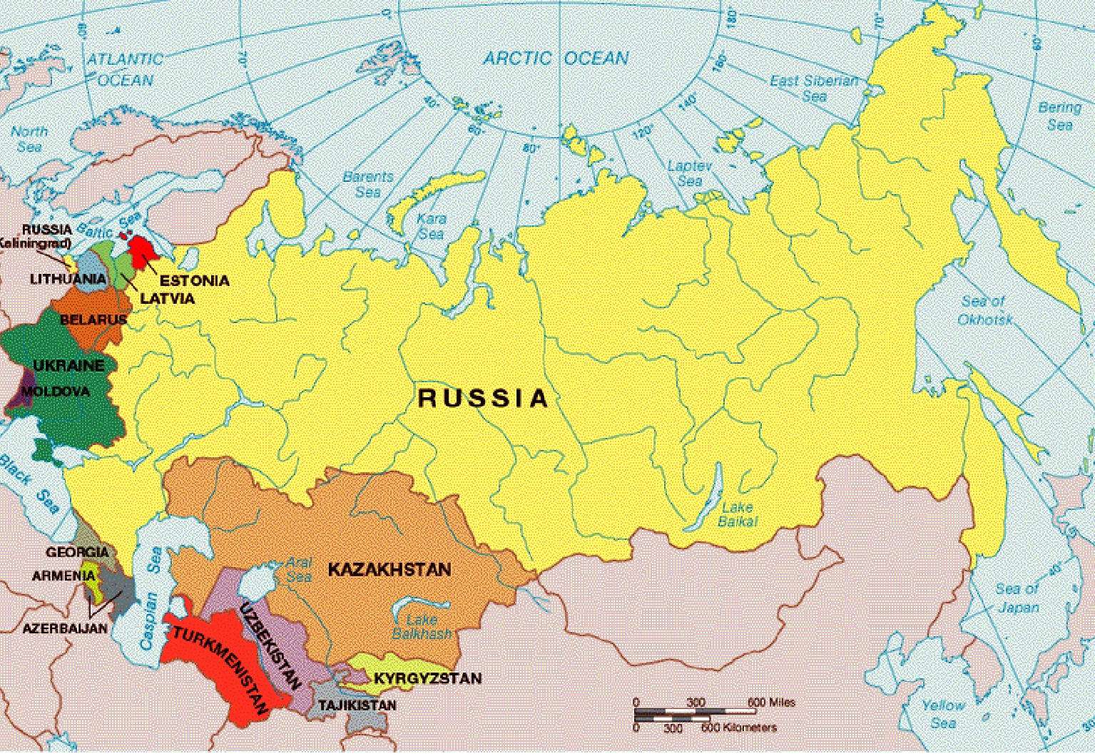 Карта россии и ближних государств