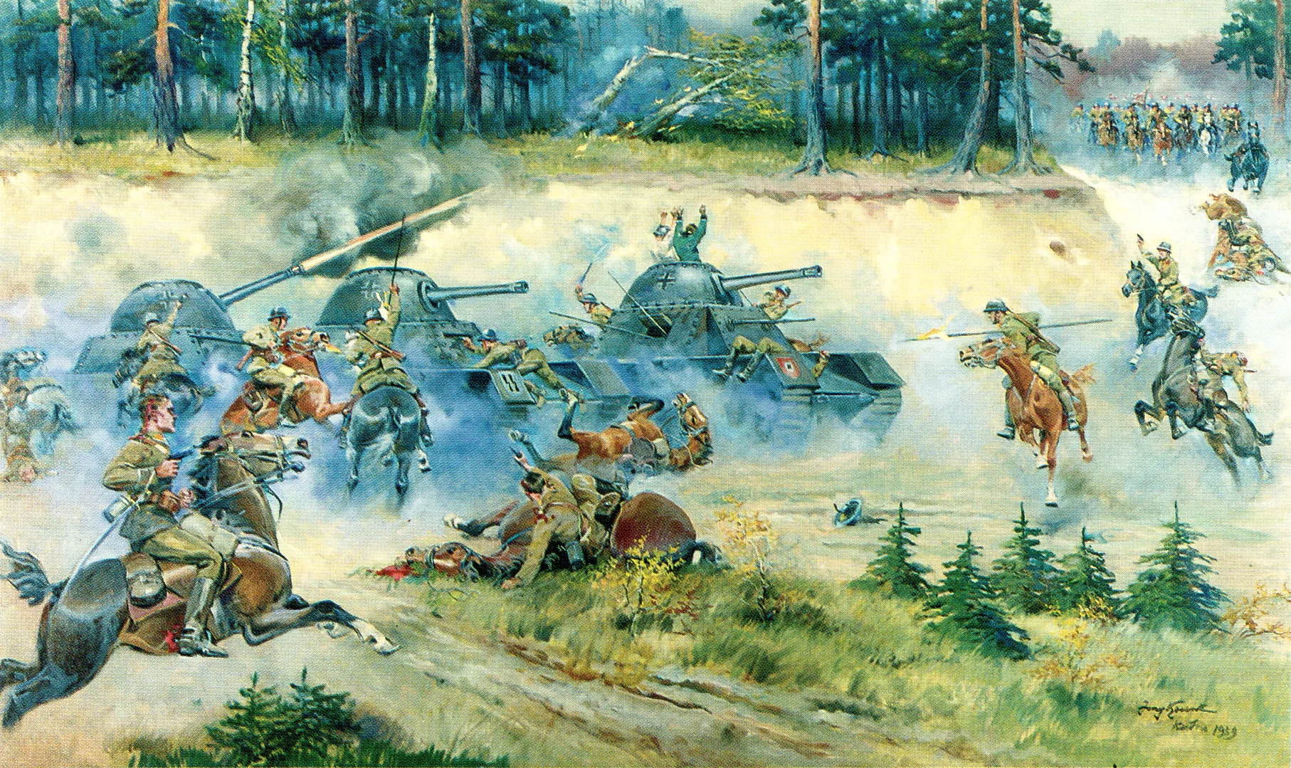 Кавалерия против танков. Ежи Коссак битва под Кутно. Ежи Коссак, картина "битва под Кутно". Ежи Коссак битва под Кутно в 1939 г. Польская кавалерия 1939 атака.