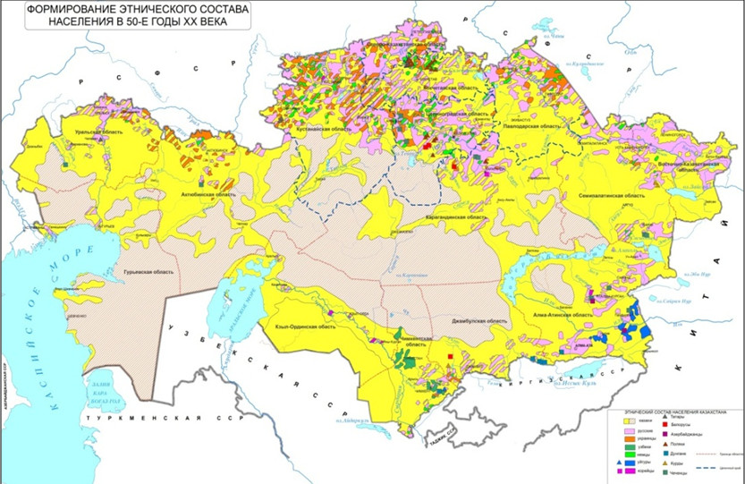 Казахстан этническая карта