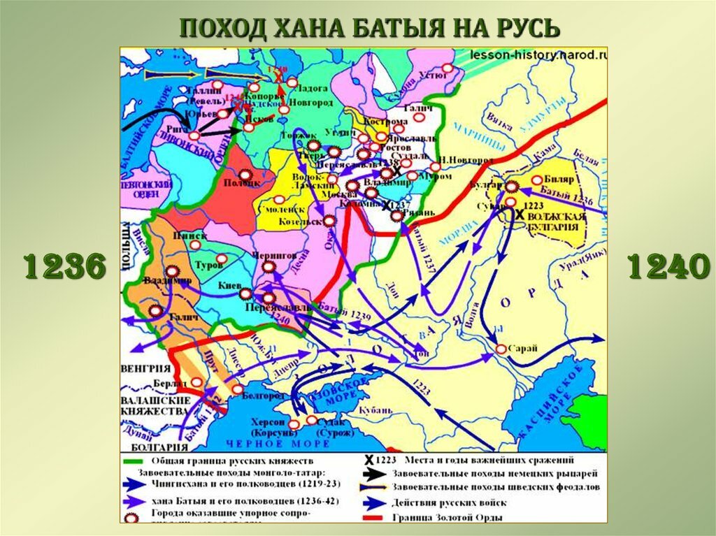 Найдите и напишите место первой встречи русских войск с монголо татарскими завоевателями карта