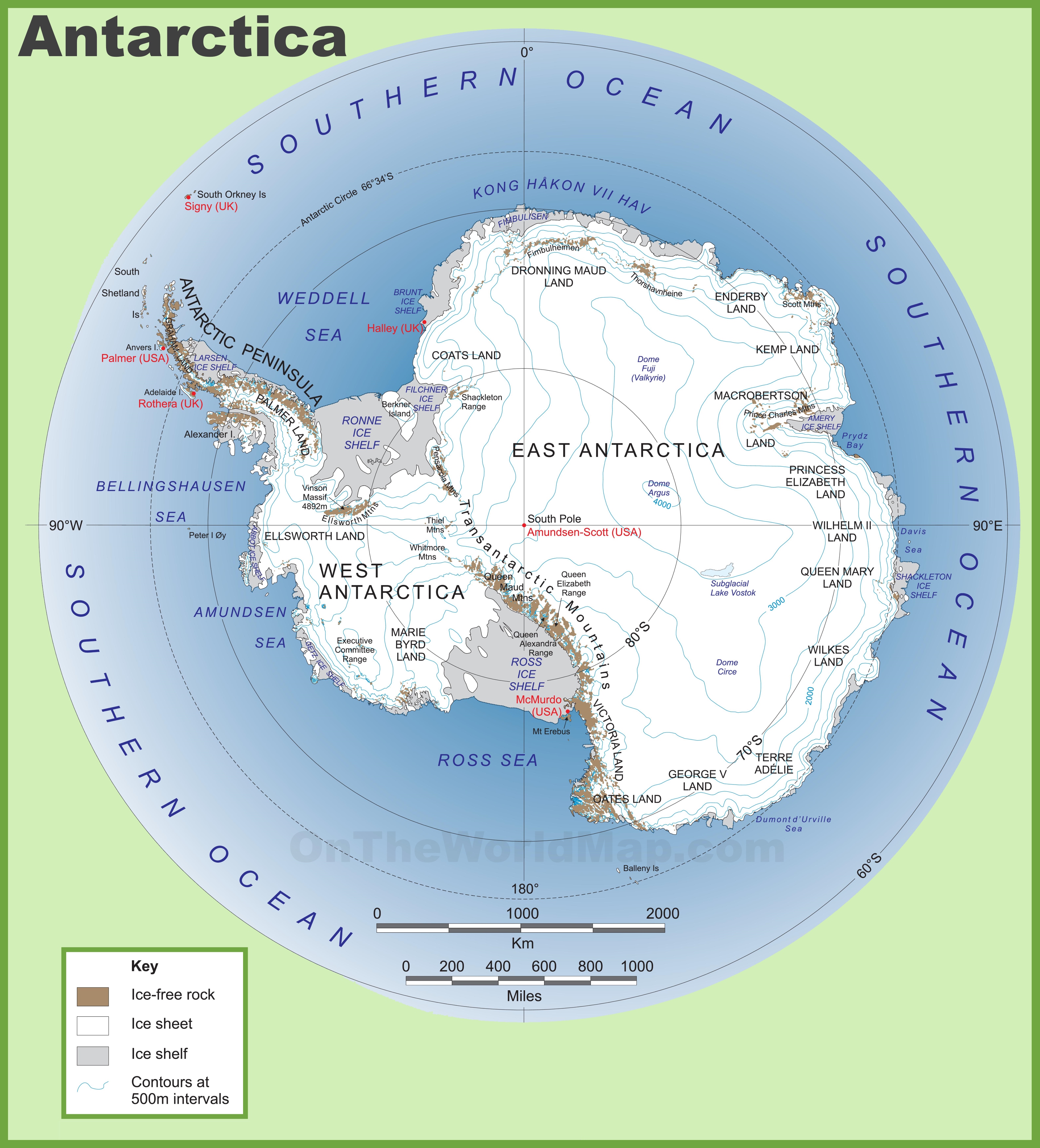 Реальная карта антарктиды