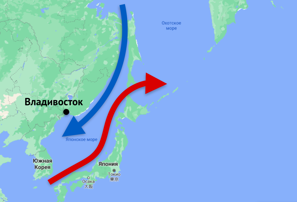 Почему в Японии гораздо теплее, чем во Владивостоке, хотя они на одной широте