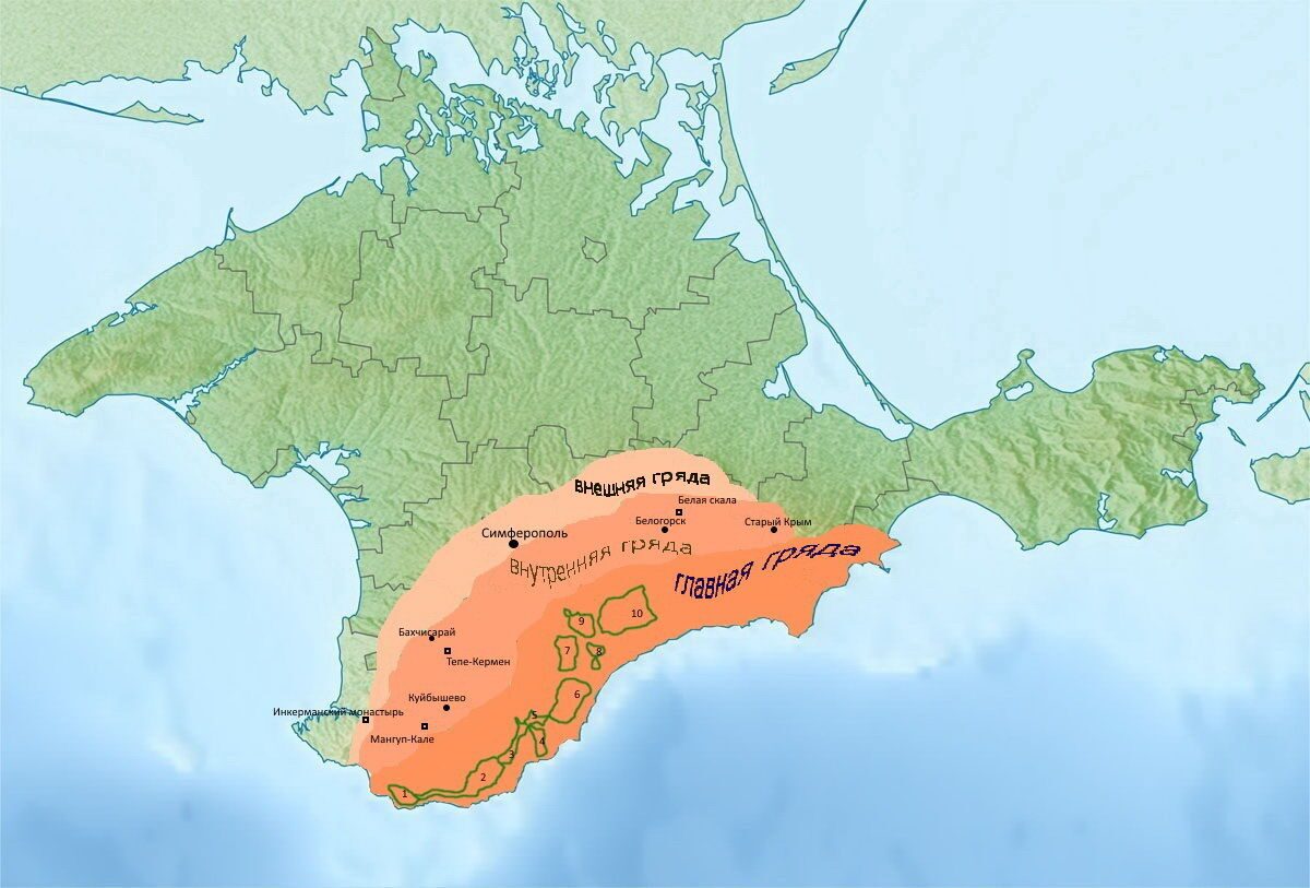 Крымские горы на контурной карте. Внешняя гряда крымских гор. 3 Гряды крымских гор. Крымские горы гряды карта. Главная гряда крымских гор на карте Крыма.