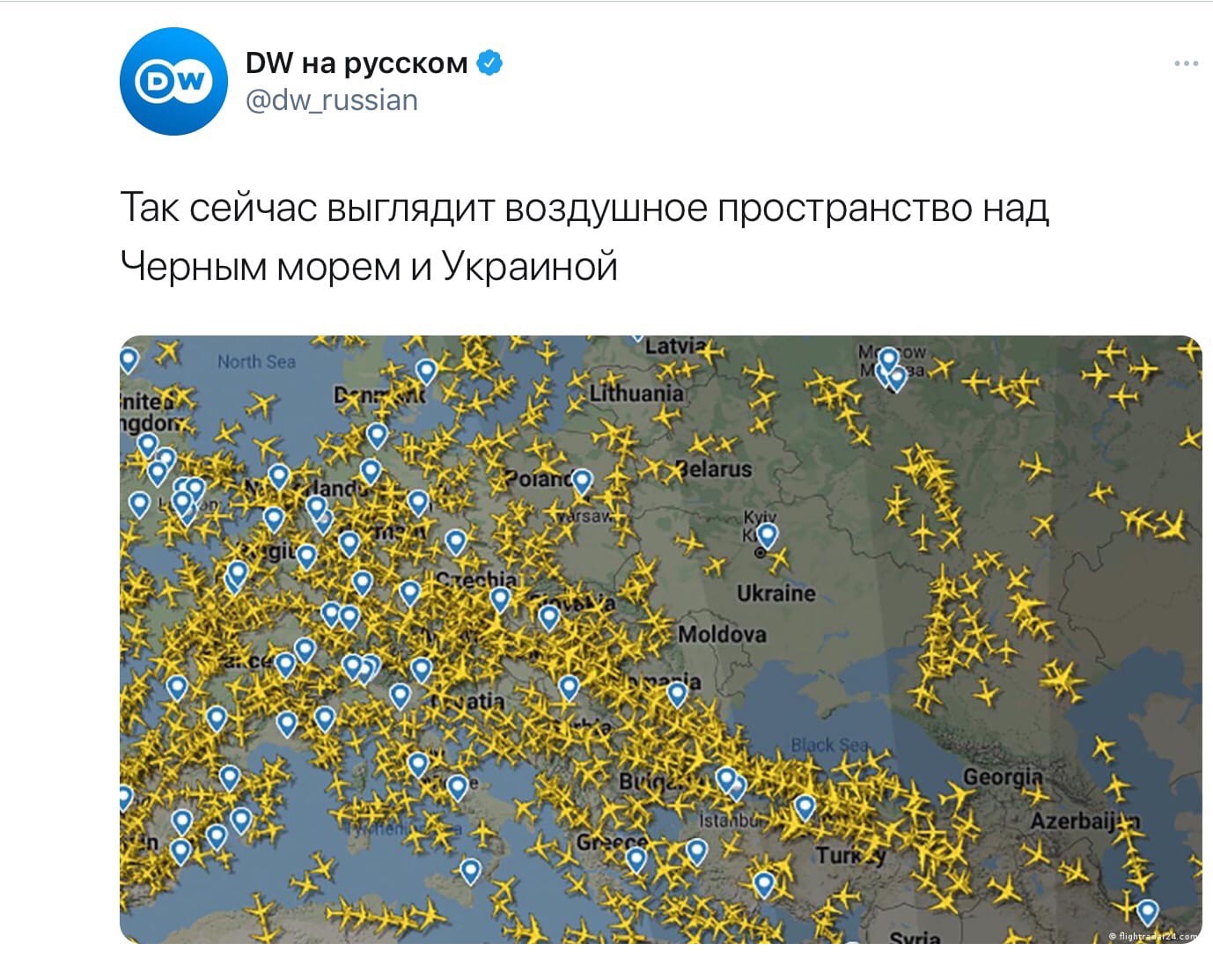 Карта полетов над украиной