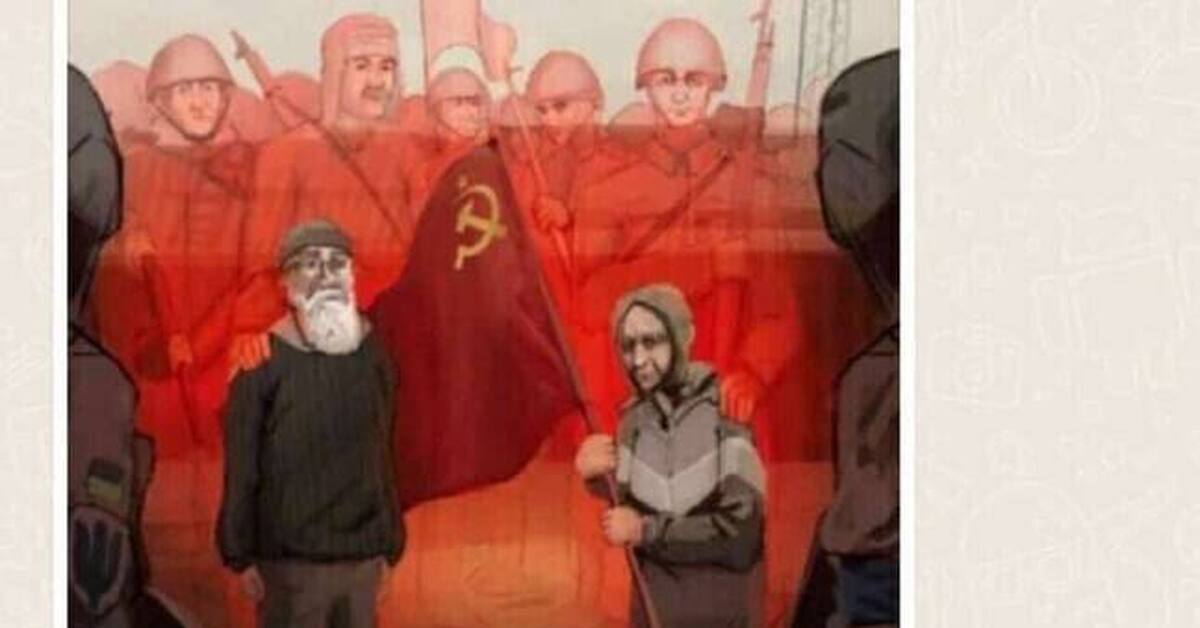 Вернулся жить в россию. Бабушка с флагом знаменем. Бабушка с флагом СССР. Бабушка с советским флагом на Украине. Бабушка с флагом арт.