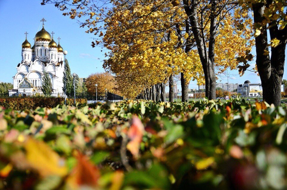 Парк осень Церковь Лунинская