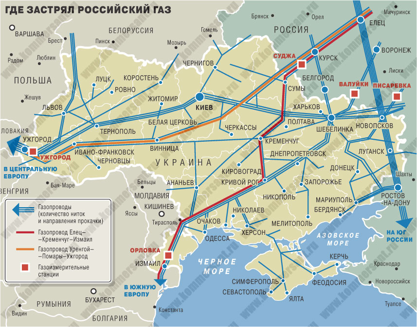 Карта газовых трубопроводов