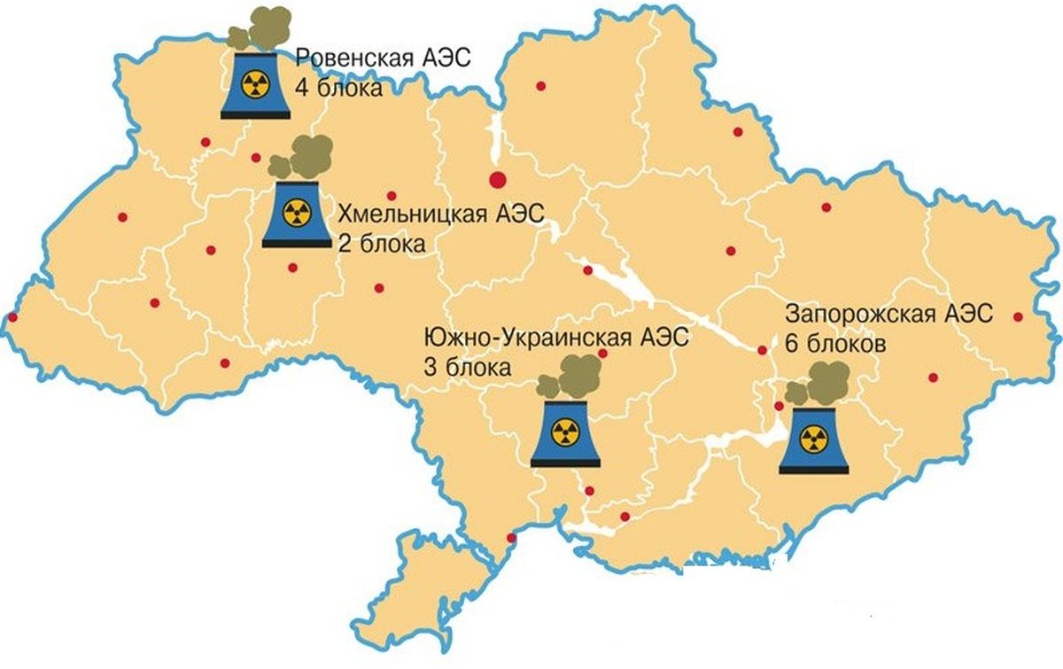 Карта аэс на украине