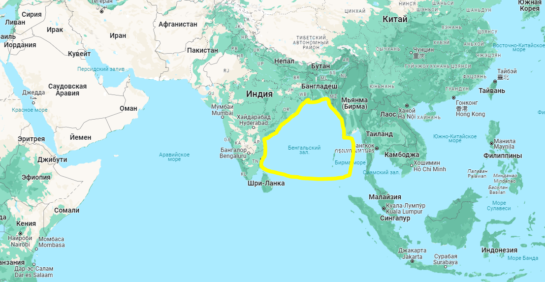 Что называют морем заливом проливом. Бенгалтьский щалив на карт е. Бенгальский пролив на карте.