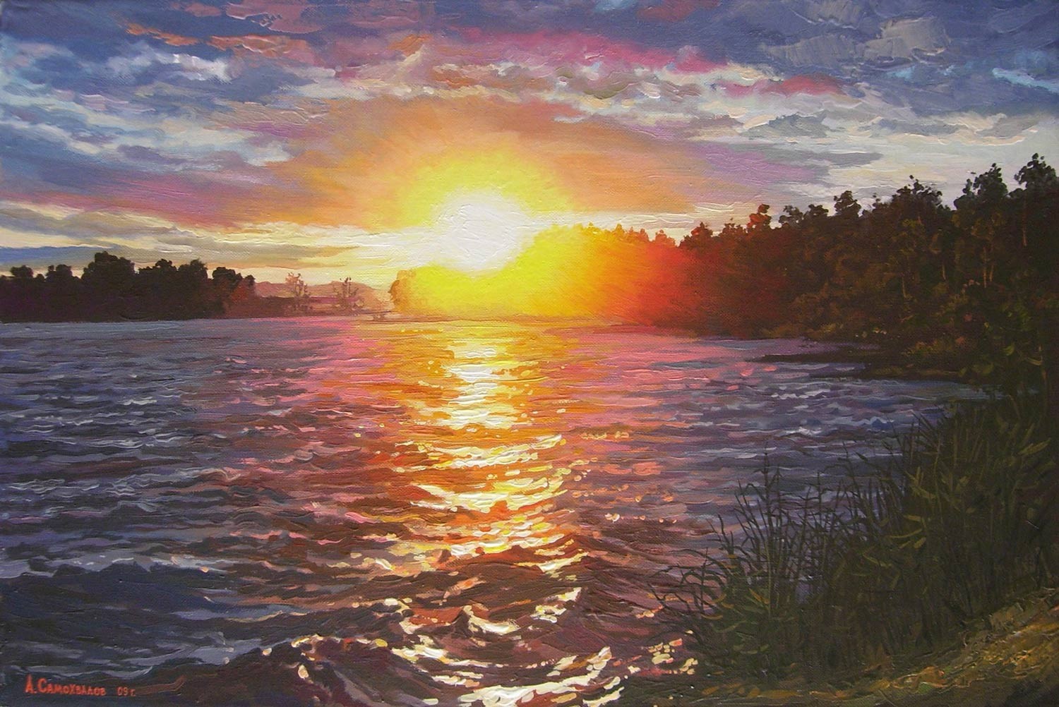 Теплый вечер шатунов закат. Озеро Увильды живопись художники.