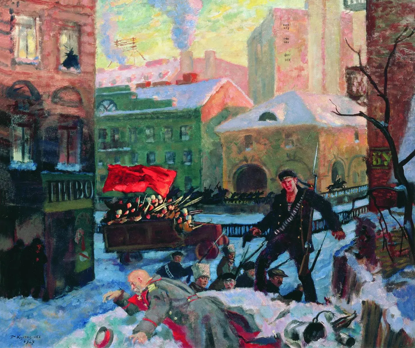 События изображенные на картине бориса кустодиева. Кустодиев октябрь в Петрограде.