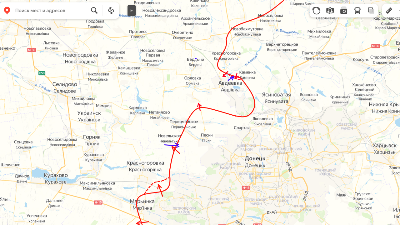 Карта боевых действий марьинка на сегодня