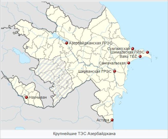 Электростанции азербайджана карта