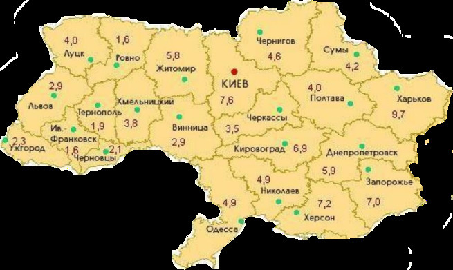 Карта украины с масштабом в км