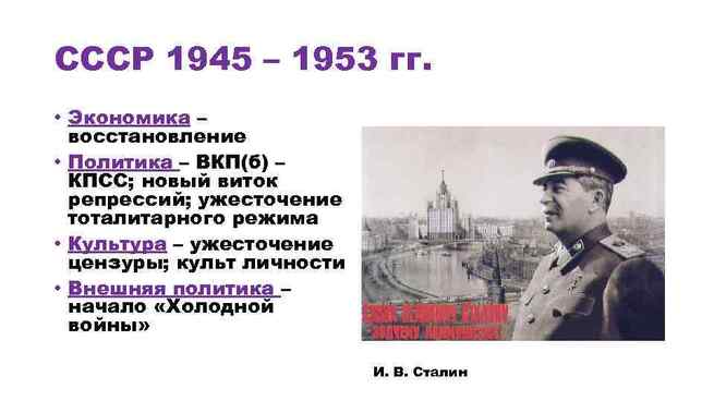 Послевоенное развитие СССР в 1945 - 1953 гг