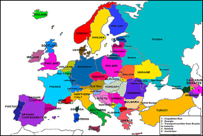 Политическая карта европы с россией