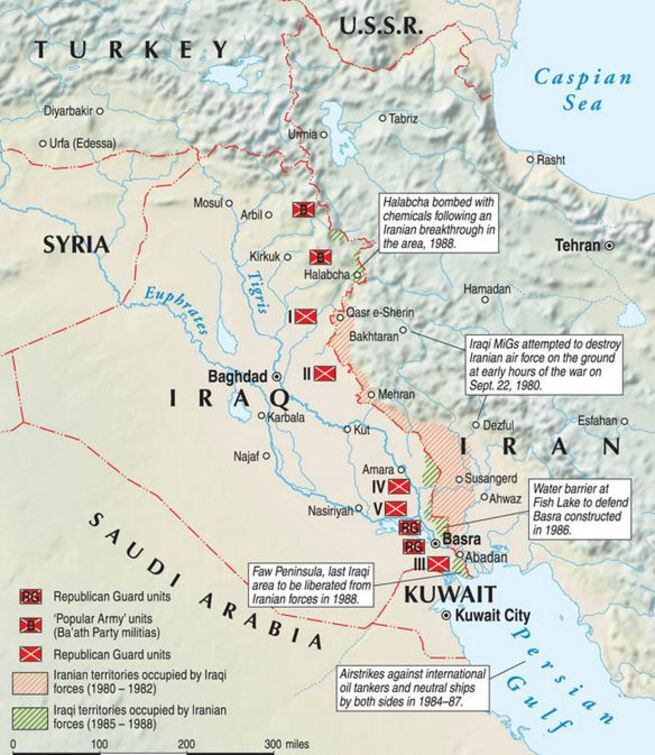 Ирано иракская война карта