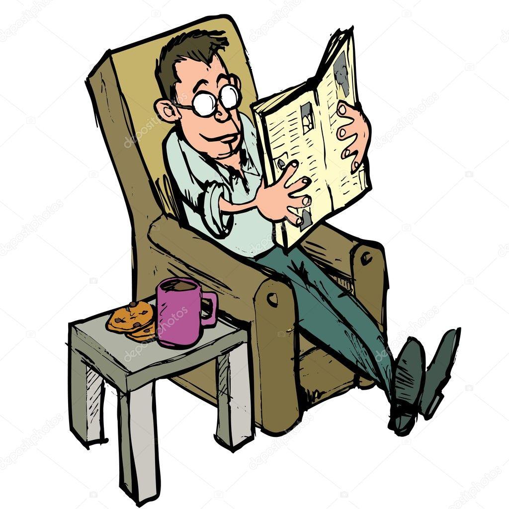 Мужчина читает газету рисунок