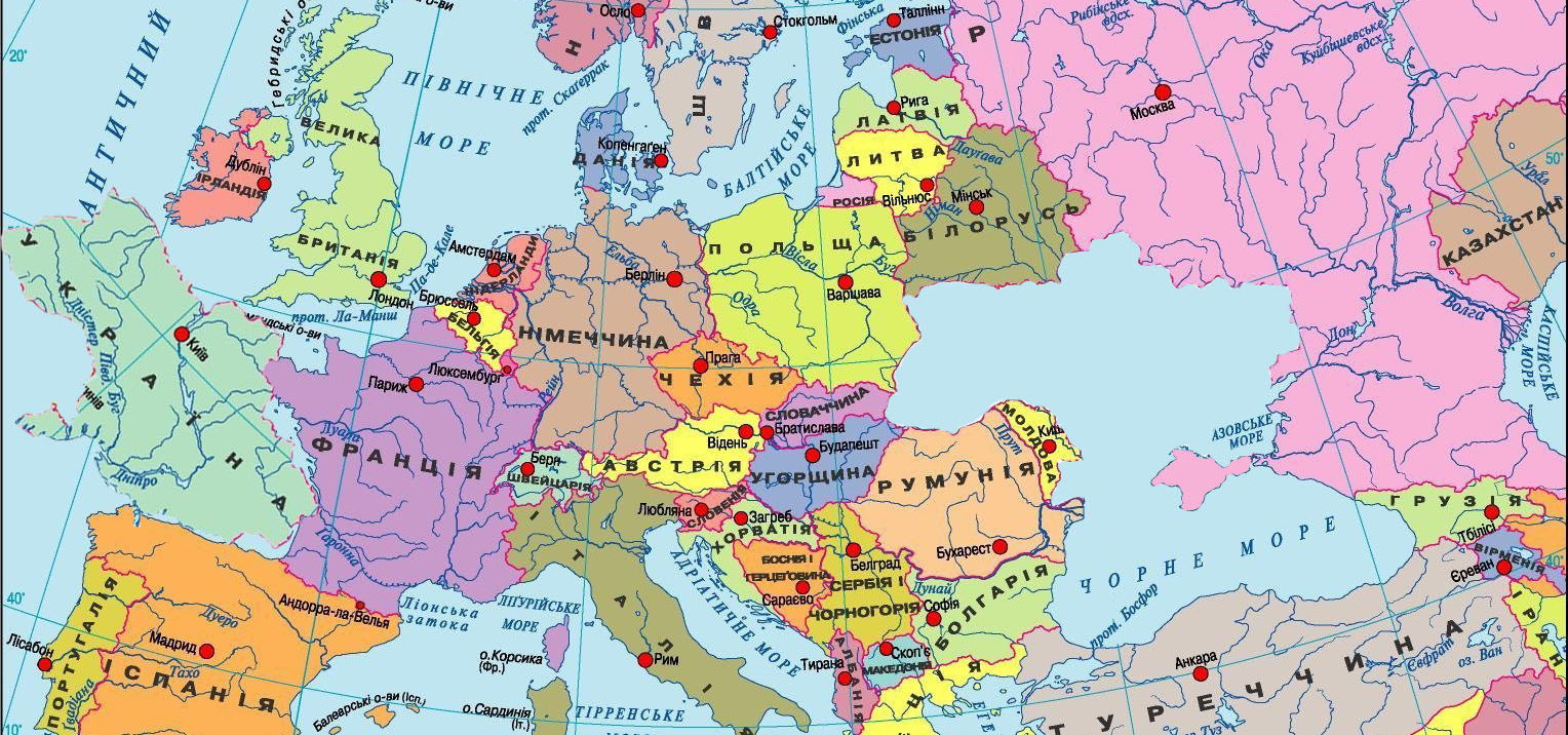Политическая карта Восточной Европы